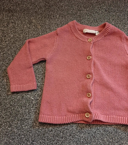 Lupilu Baby Girls Pink Knitted Button-Up Cardigan 6–12 Months