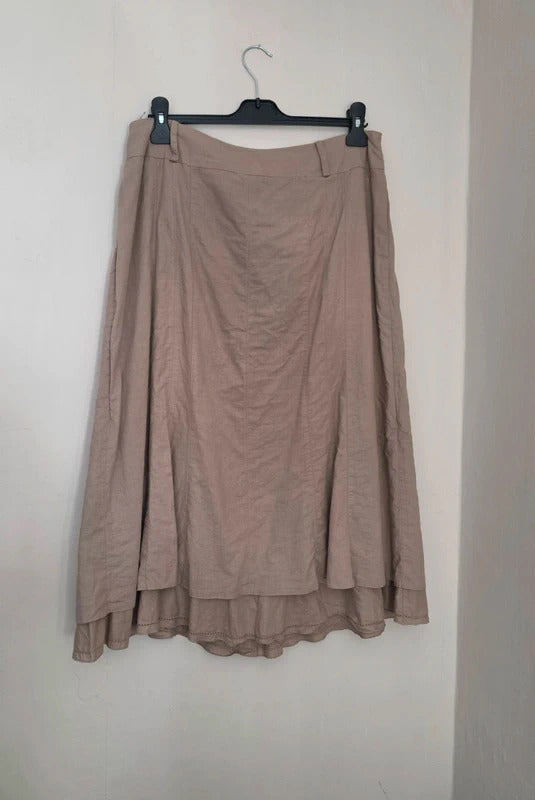 Steilmann Women's Beige Cotton Flared Layered Midi Skirt Approx Size 14-16