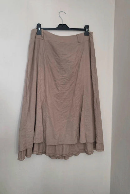 Steilmann Women's Beige Cotton Flared Layered Midi Skirt Approx Size 14-16