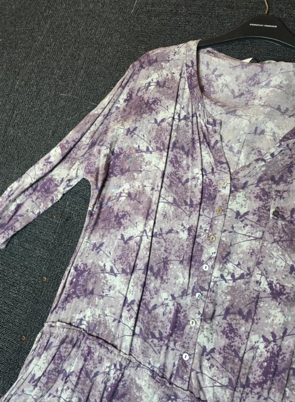 Laura Ashley purple patterned dress drawstring waist size 14