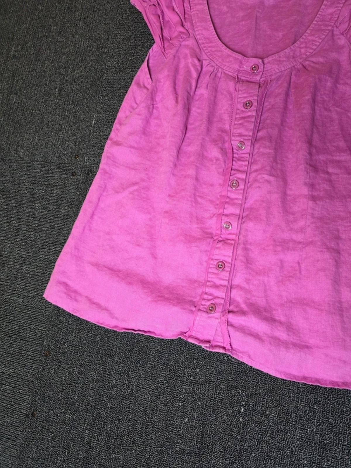 Pink short sleeved t-shirt 100% linen button front size 12 Marks & Spencer