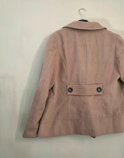 Marks & Spencer Beige Double Breasted Peacoat Jacket Size 18