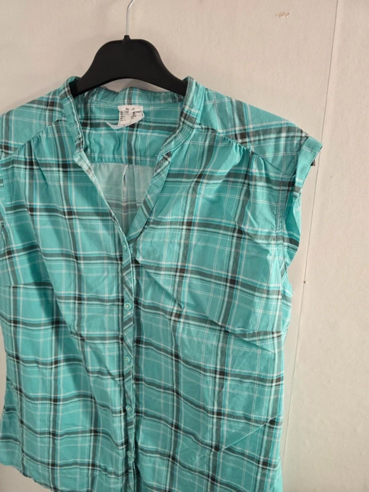 Decathlon Mint Green Checked Sleeveless Blouse Size 16