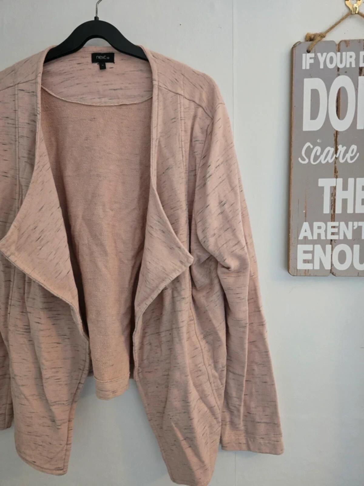 Next SP Pale Pink & Grey Lightweight Open Blazer - Size 16