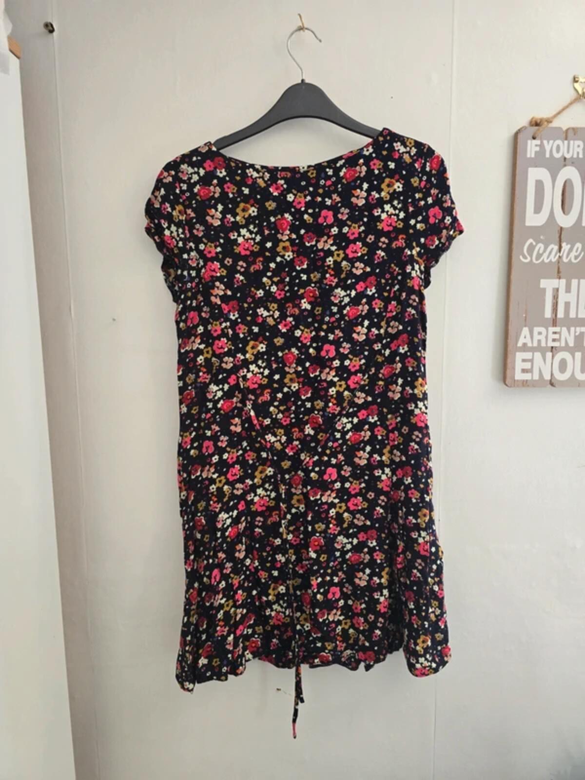 Debenhams Navy Multicoloured Viscose Tea Dress Size 10