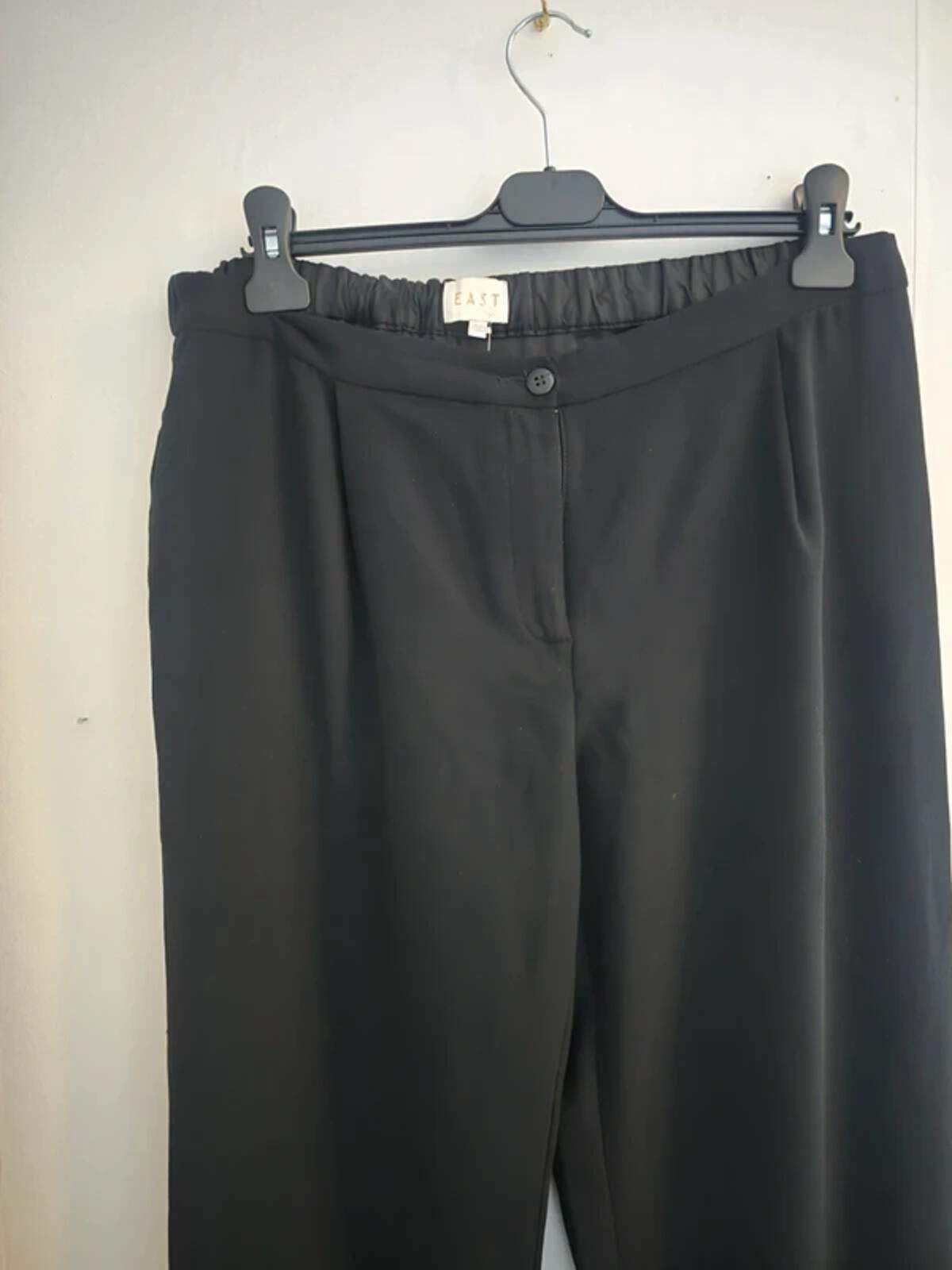 East Black High-Waisted Flared Work Trousers Size 14