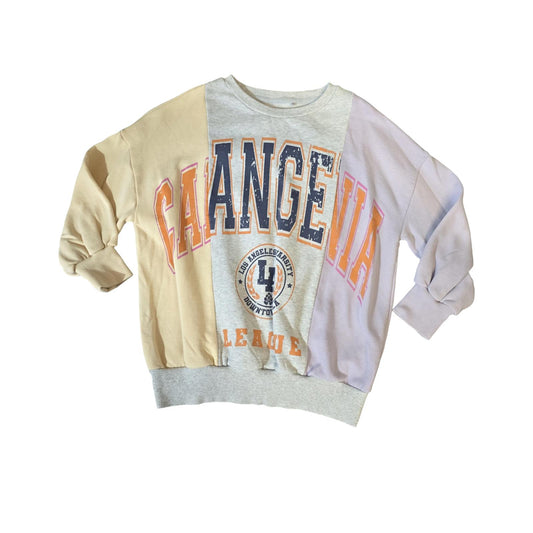 Next Girls Colourblock Oversized Jumper – Yellow/Lilac/Grey – Age 8