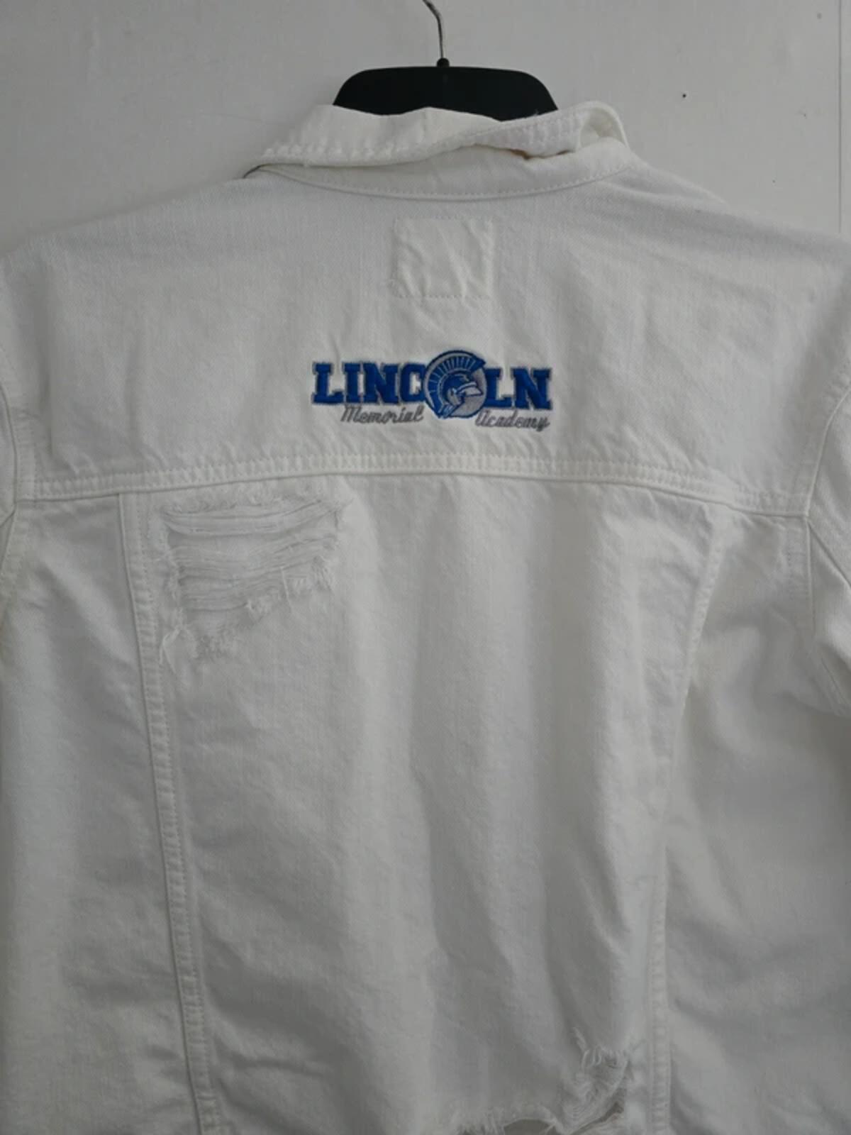 American Eagle White Distressed Denim  Jacket M Size 10-12