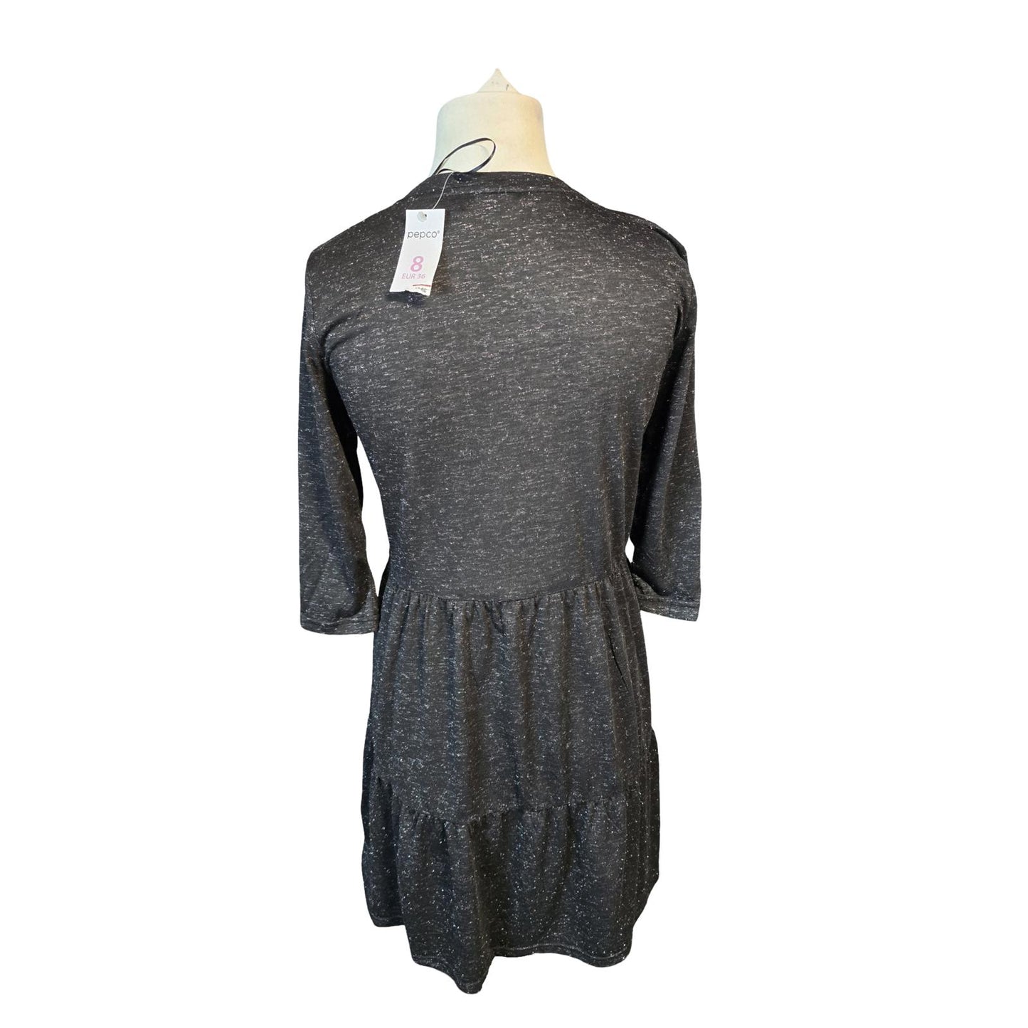 Pep & Co Black Glitter Tiered Dress – Size 8 – NWT