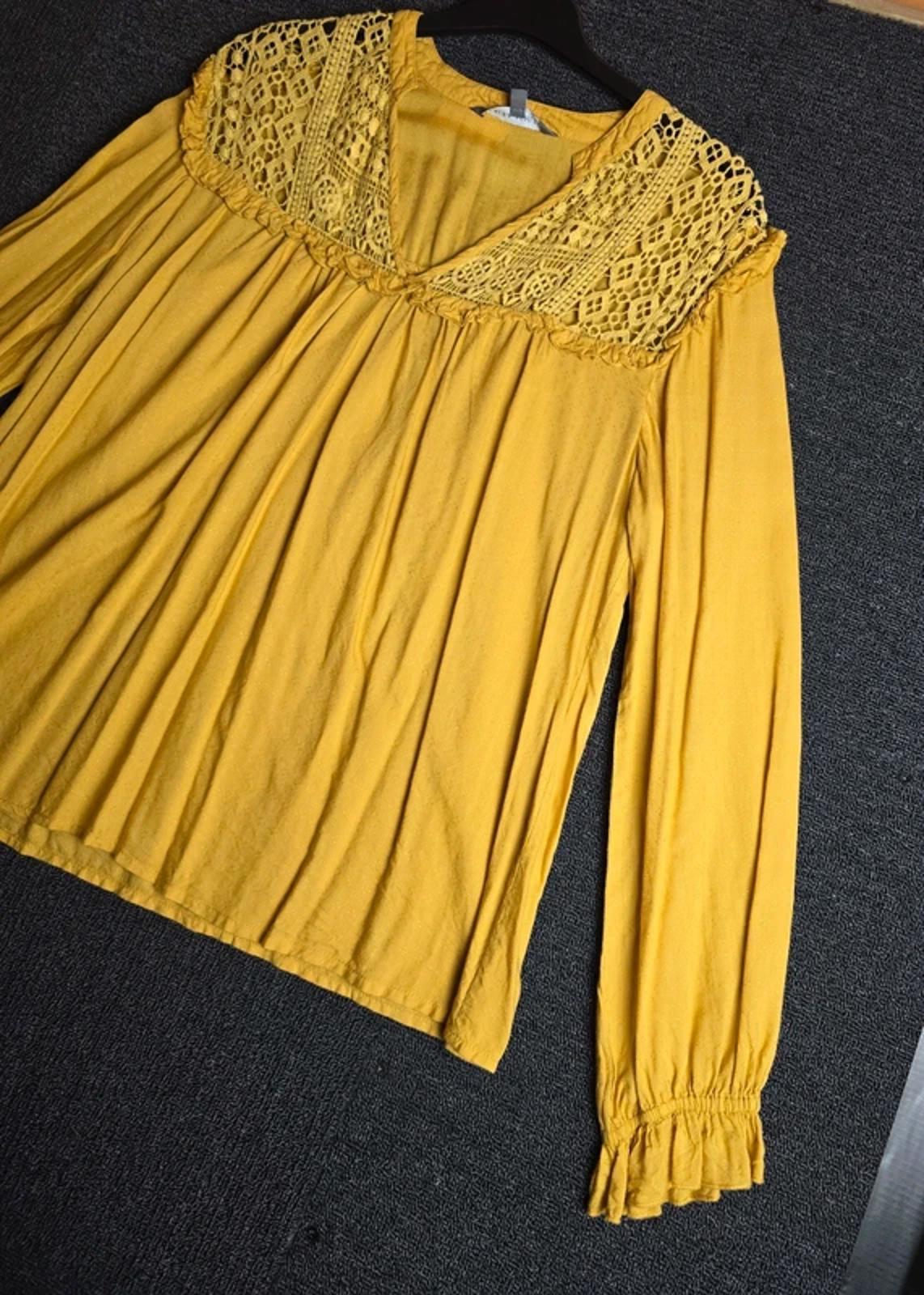 Laura Ashley Blouse Mustard Size 12 Crochet Smart Causal