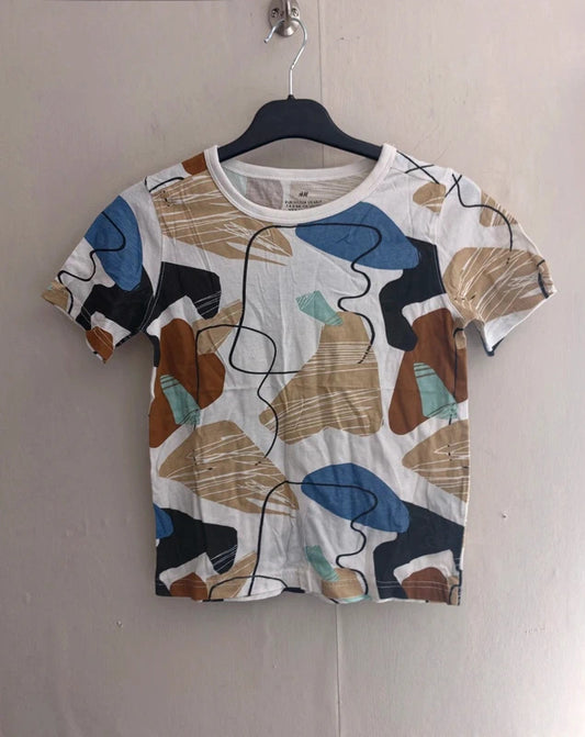 H&M Boys Multicoloured Abstract Print T-Shirt – 6–8 Years