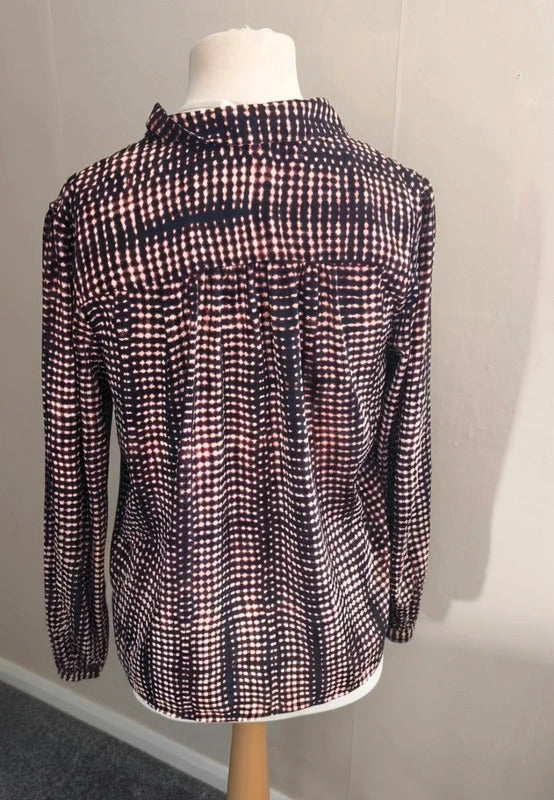 Per Una Black, Burgundy & White Oversized Patterned Blouse Size 10