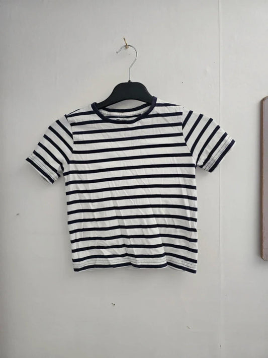 Tu Boys Navy & White Striped Cotton T-Shirt Age 4 Years