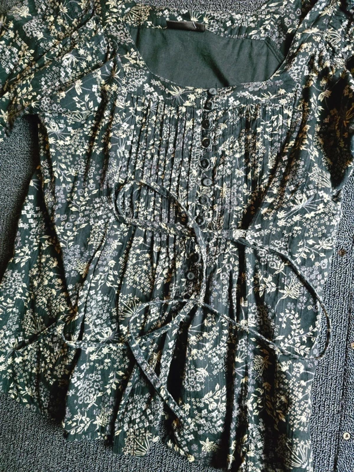 Principles Blouse Black & Brown Size 10/12 Floral Y2k Causal