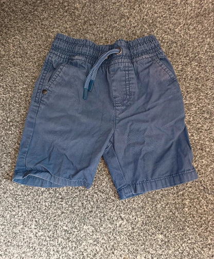 F&F Baby Boys Navy Blue Cotton Elasticated Drawstring Cargo Shorts 18-24 Months