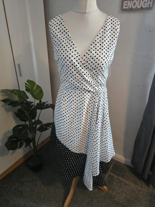 NWT Lavish Alice Asymmetrical Polka Dot Dress  Monochrome Glam