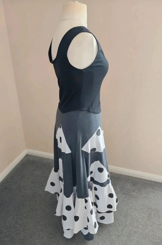 Joseph Janard Black & White Polka Dot Flared Midi/Maxi Dress EU 40 (Size 12)