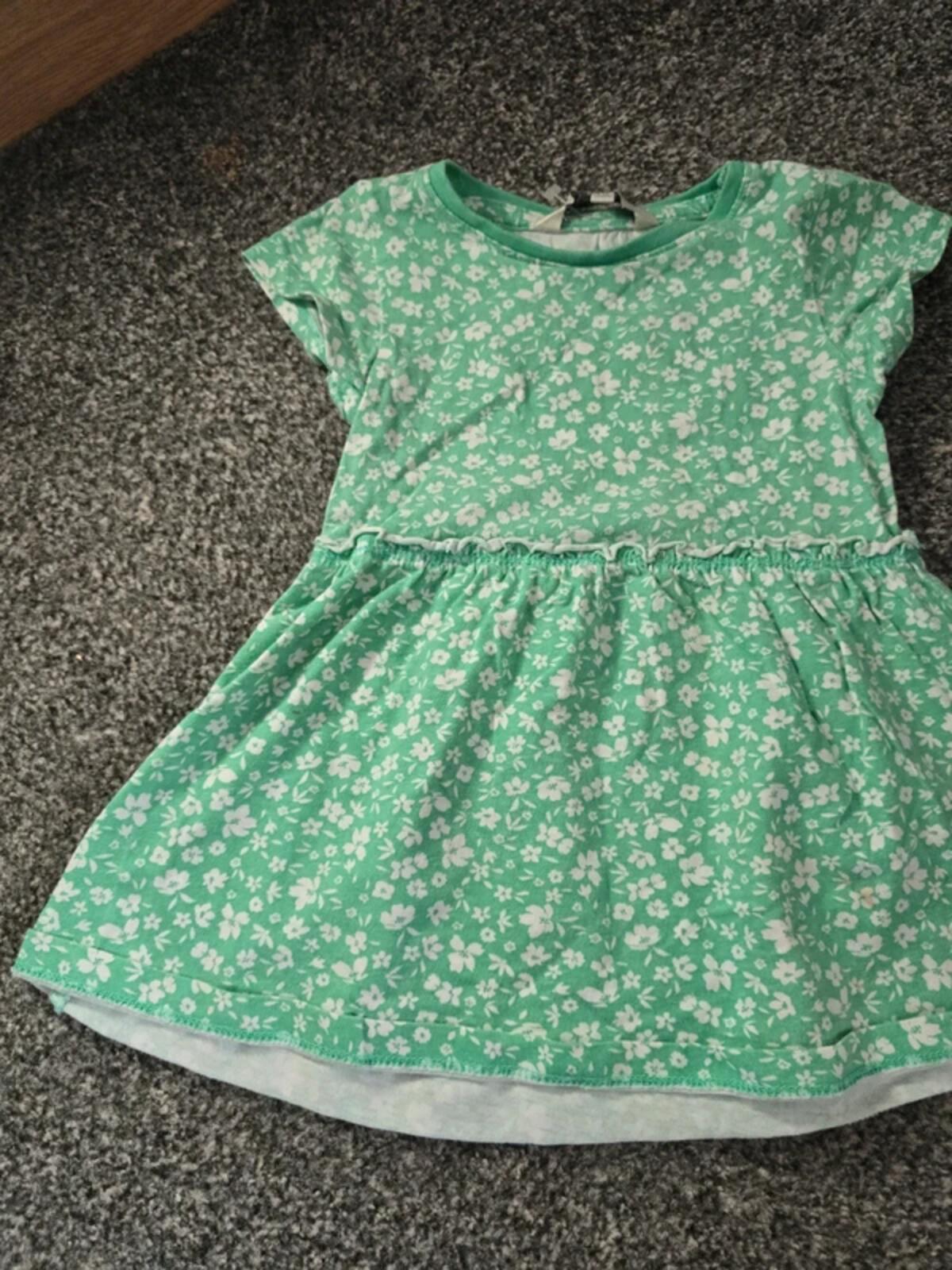 Evie Angel Girls Green & White Floral T-Shirt Dress Size 12-18 Months