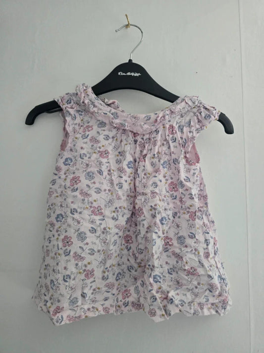 Matalan Girls Pink Floral Viscose Dress 9-12 Months