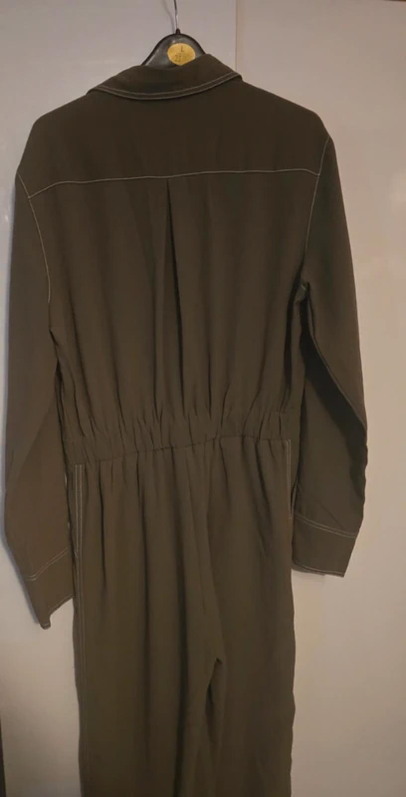 Elli White Jumpsuit Khaki Green Size 12 Utility Flared Weekend Causal