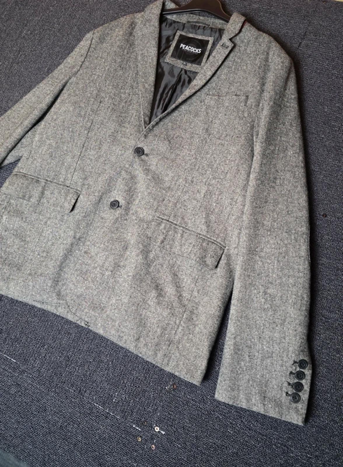 Peacocks Men's Grey Wool Blend Blazer Size XL 2-Button Lined Jacket