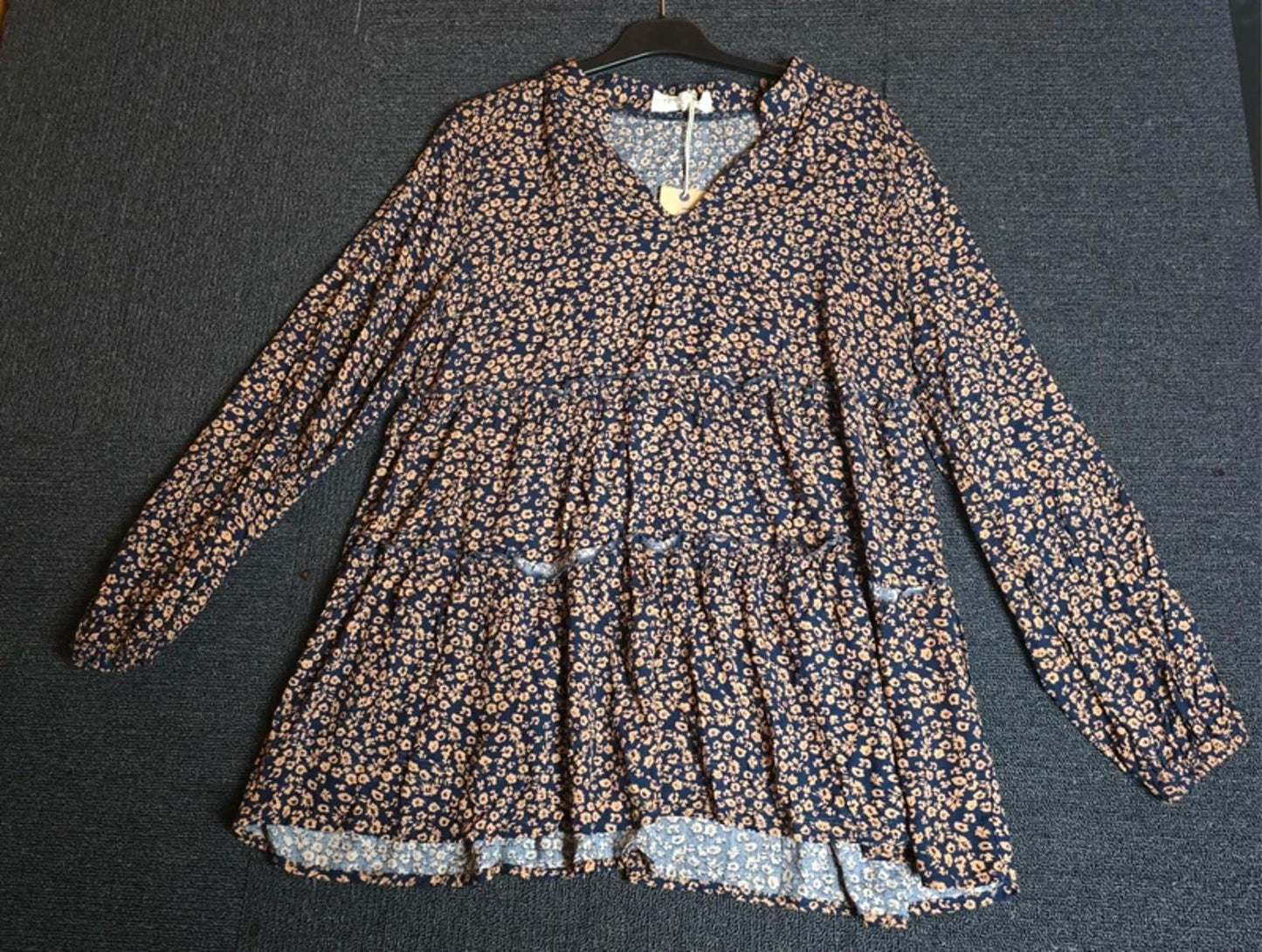 Bonmarche Autonomy Black & Burnt Orange Floral Smock Blouse Size 10/12