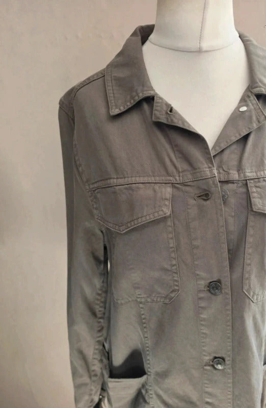 FatFace Khaki Green Lyocell Cotton Shacket Jacket  L Size 14-16