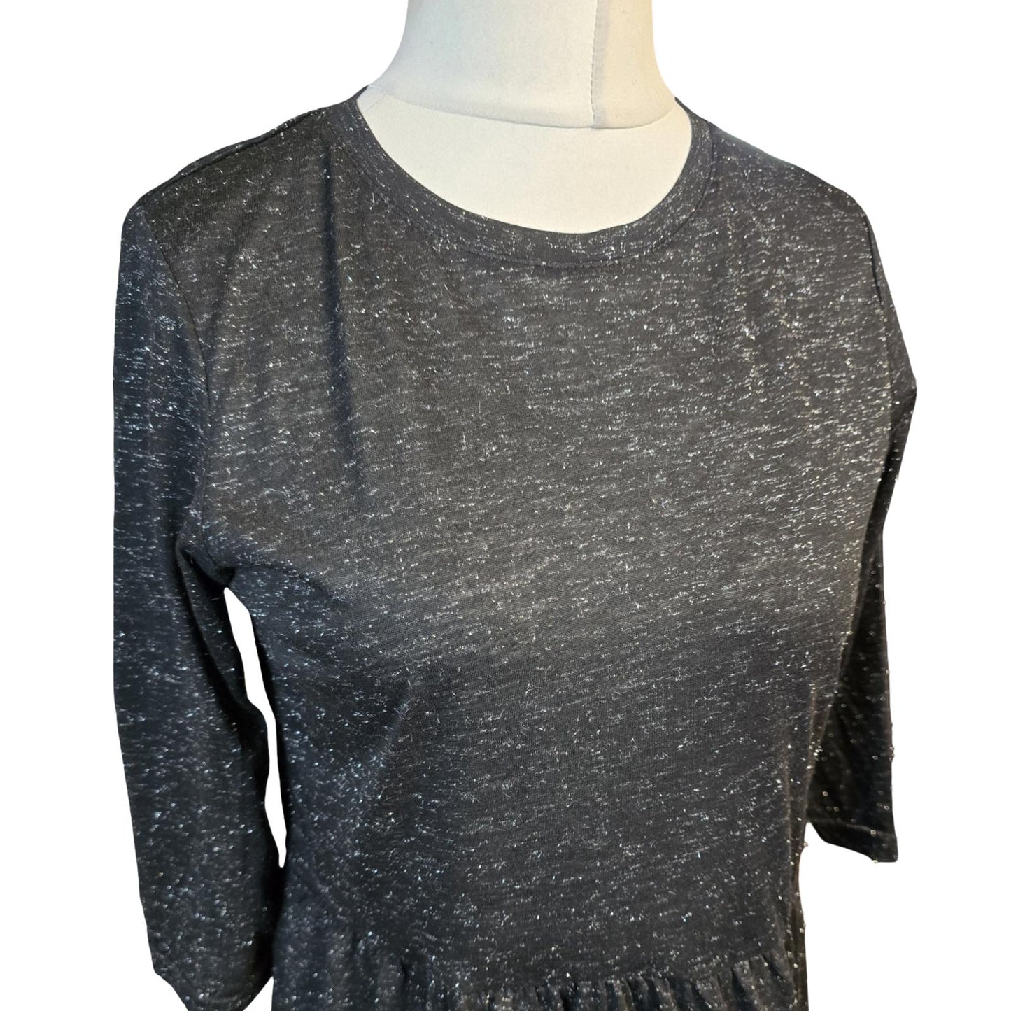 Pep & Co Black Glitter Tiered Dress – Size 8 – NWT