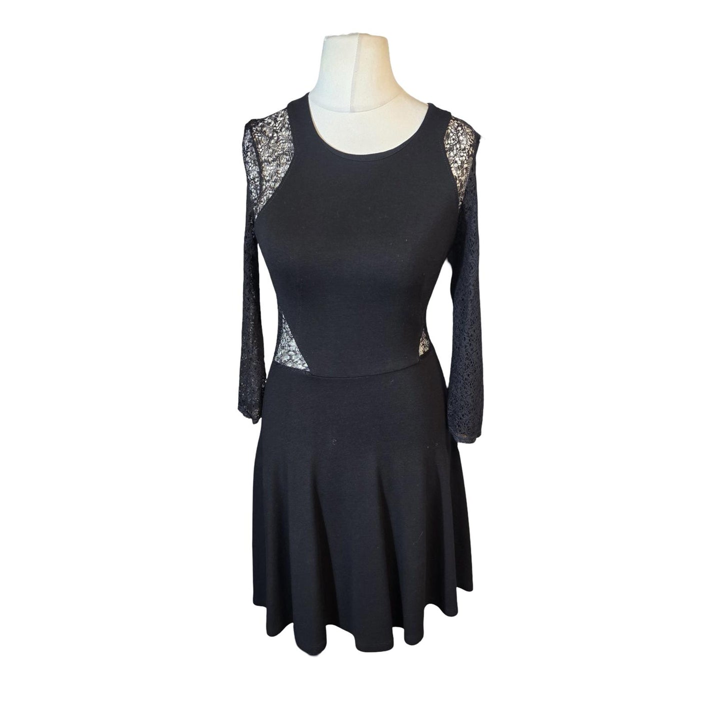 French Connection Black Lace Flared Dress – Size 10