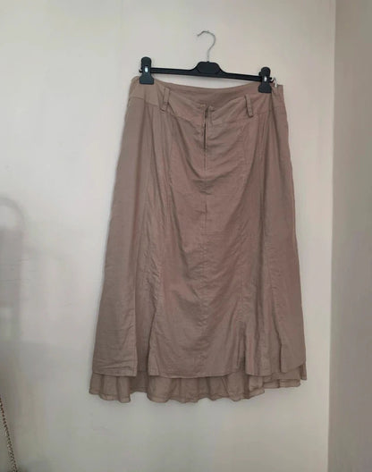 Steilmann Women's Beige Cotton Flared Layered Midi Skirt Approx Size 14-16