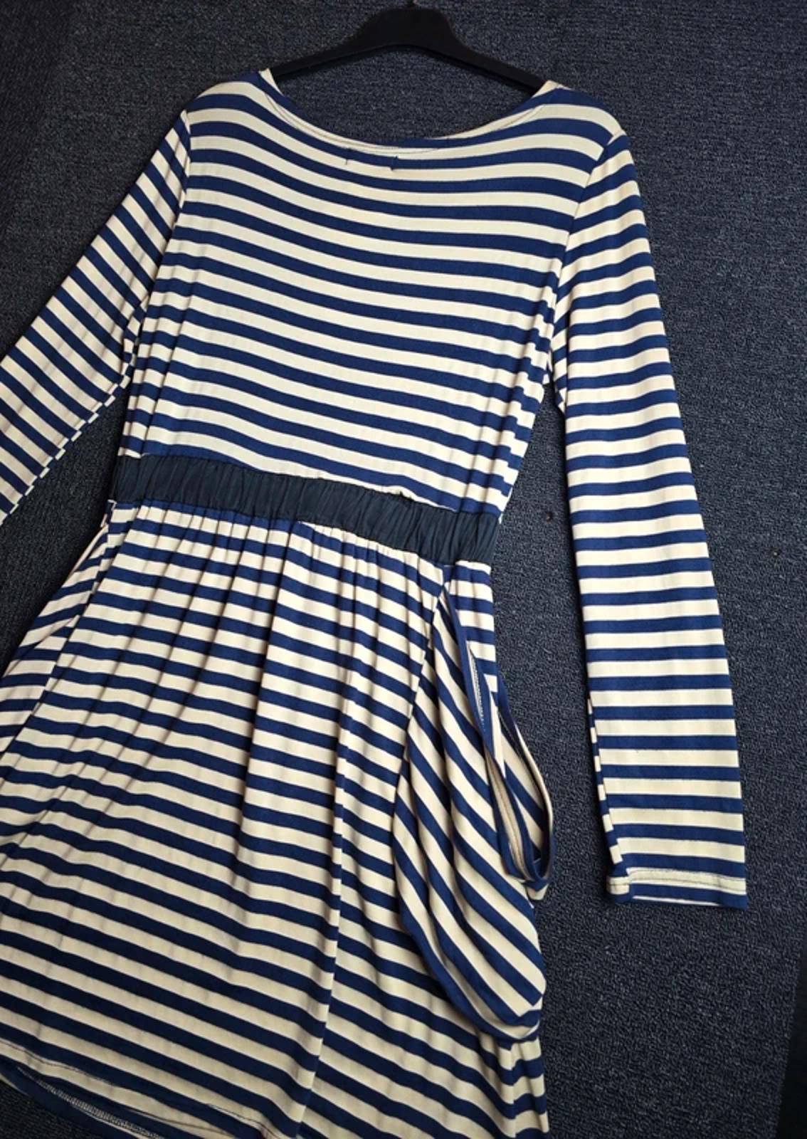 Navy & Cream Dress Size 12 Causal Striped Max C