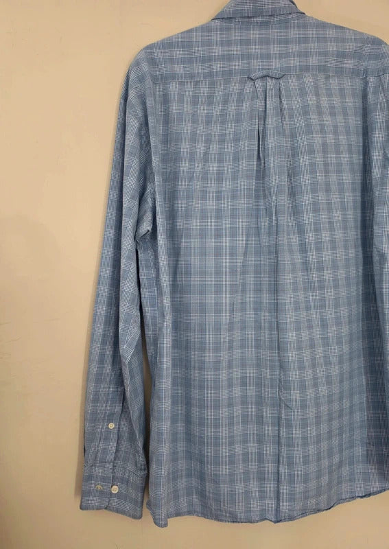 GANT Elliot Gant Tribute Blue White Checked Long Sleeve Shirt Men's L
