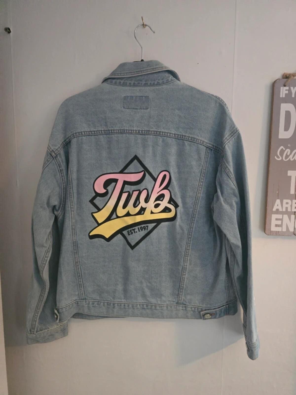 Teenie Weenie Girls Graffiti Light Wash Denim Jacket 170cm Age 15years