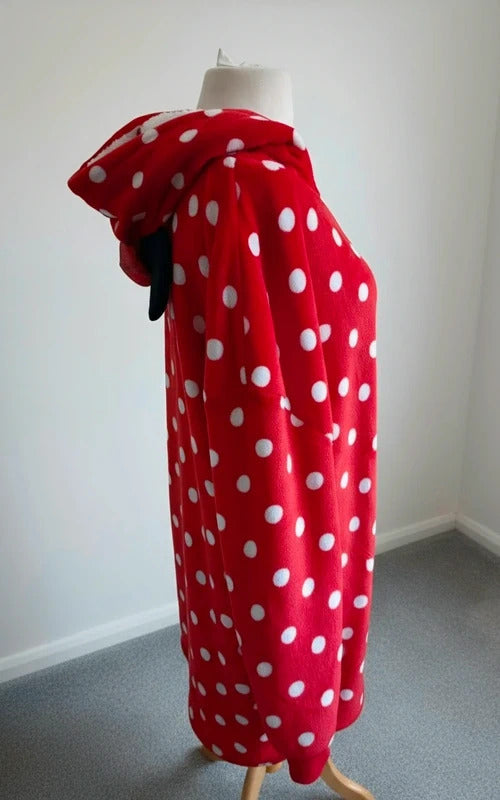 Primark Disney Minnie Mouse Red Polka Dot Fleece Hooded Lounge Jumper – M/L
