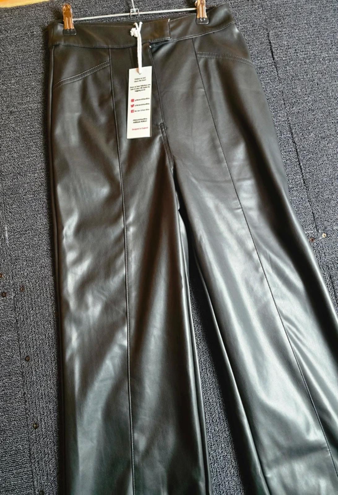 Urban Bliss Black Faux Leather Trousers NWT Size 6 High Waist Flared