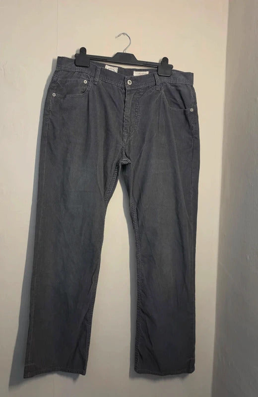 White Stuff Men's Grey Corduroy Straight Leg Trousers – W36 Short