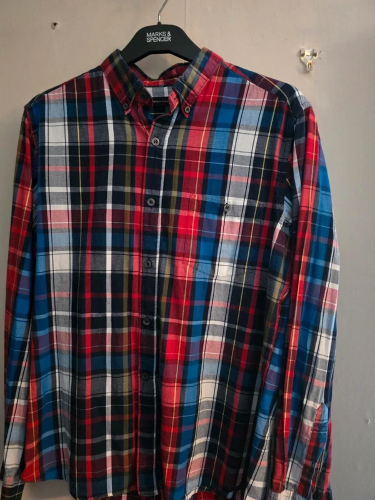French Connection Men's Multicolour Checked Long Sleeve Shirt Size Medium
