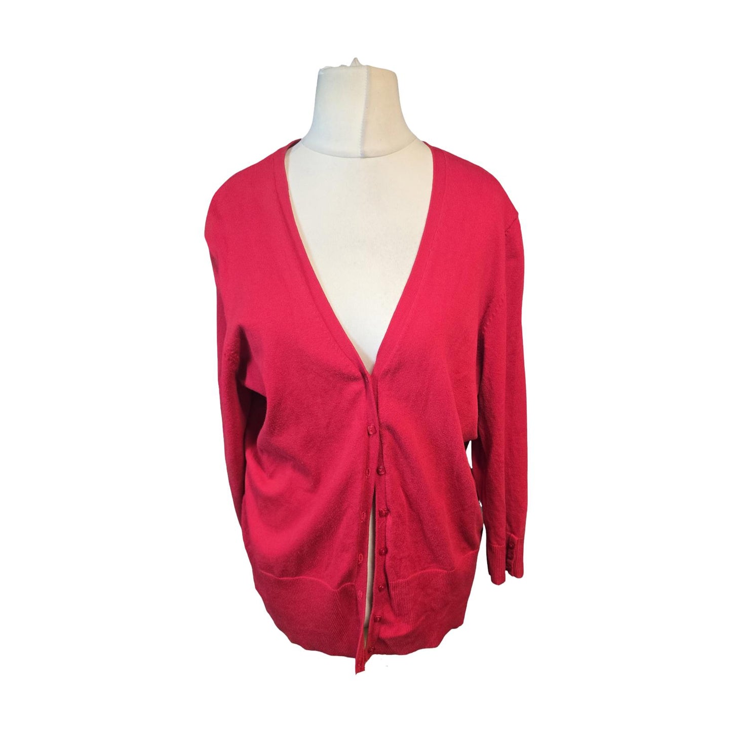 Red Herring Red Button Up Cardigan – Size 18 – Longer Length Knit