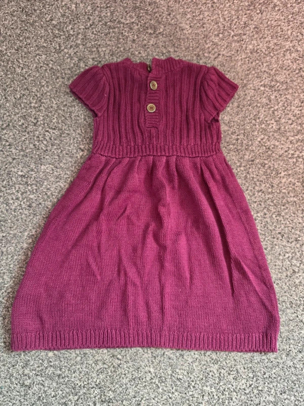 Dunnes Stores Baby Girls Purple Knitted Bow Dress 6-9M