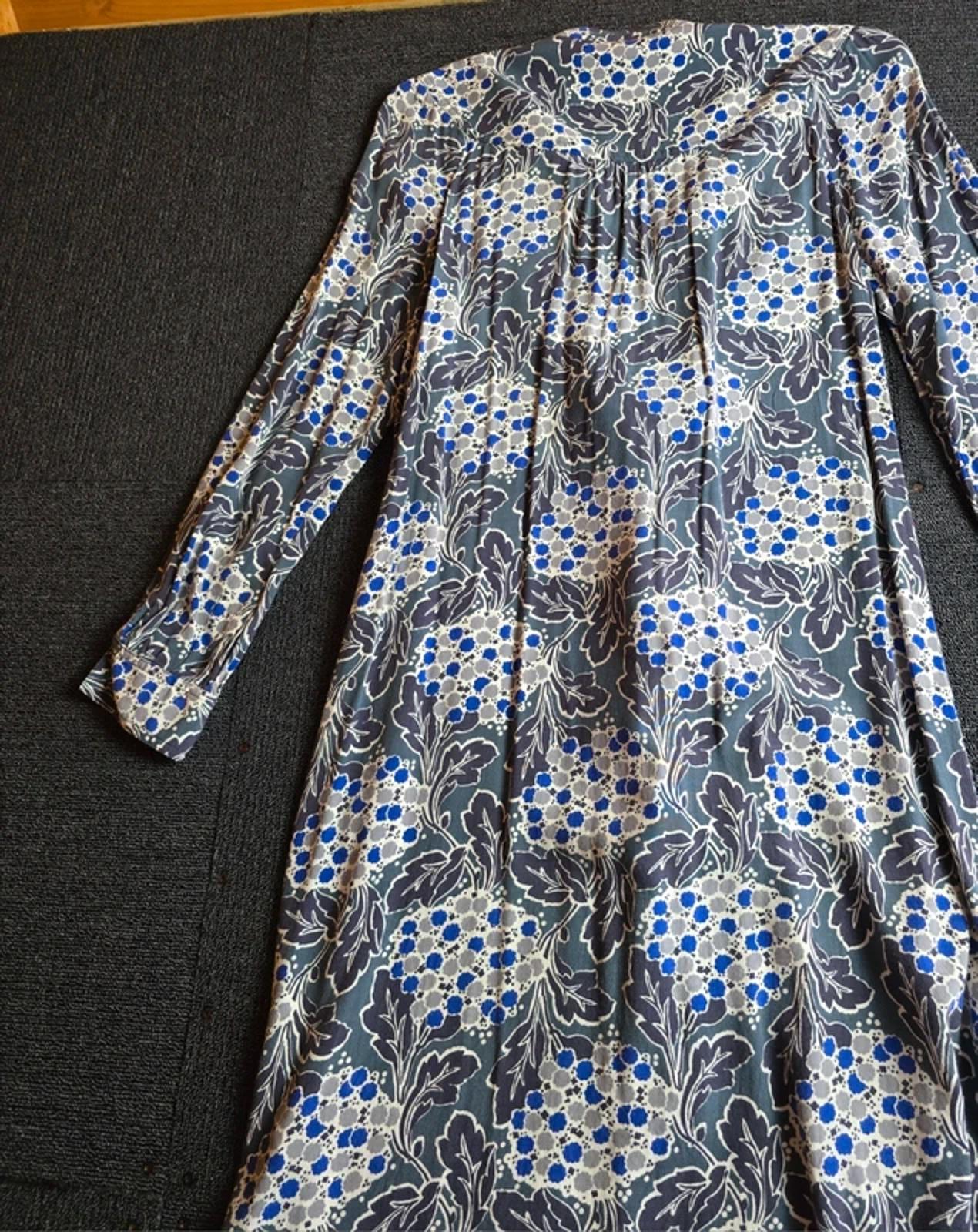 Boden Midi Dress Green & Blue Floral Size 12Reg Tie-Waist Causal