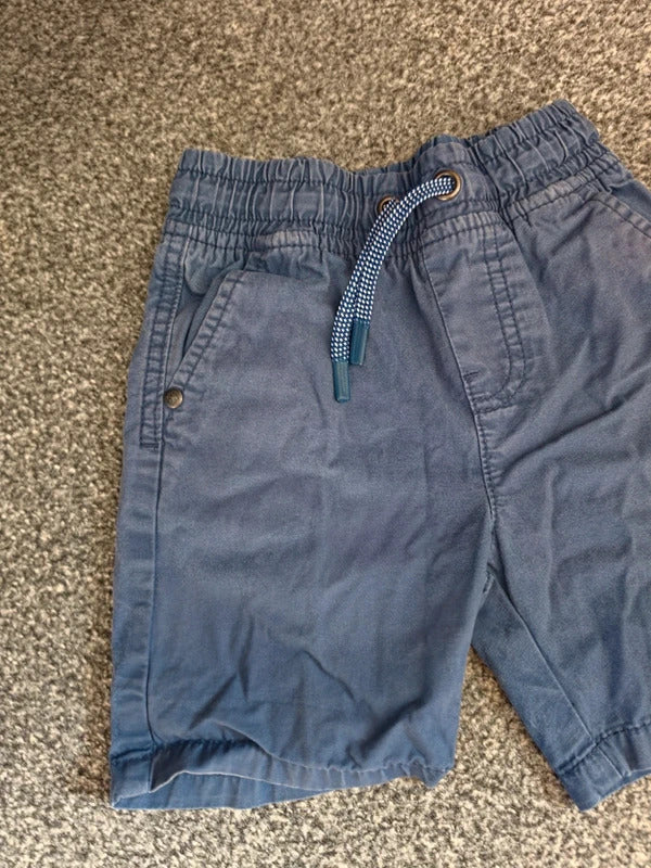 F&F Baby Boys Navy Blue Cotton Elasticated Drawstring Cargo Shorts 18-24 Months