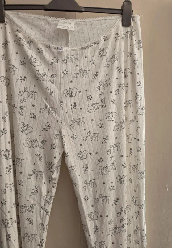 Primark Disney White Patterned Lightweight Pyjama Bottoms Size 14-16