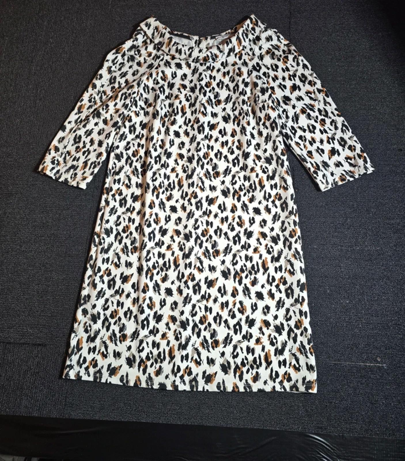 Tu Animal Print A-Line Dress Cream Size 12 Work Causal