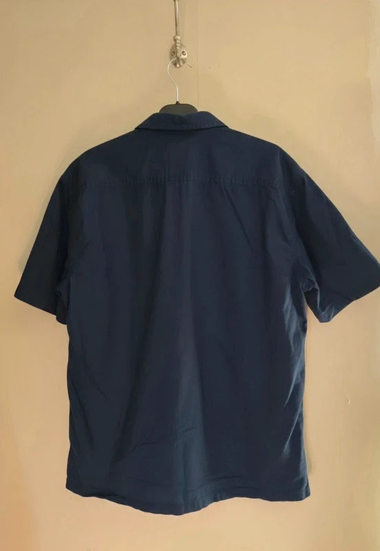 Primark The Stronghold Navy Short Sleeve Cotton Shirt Size Large