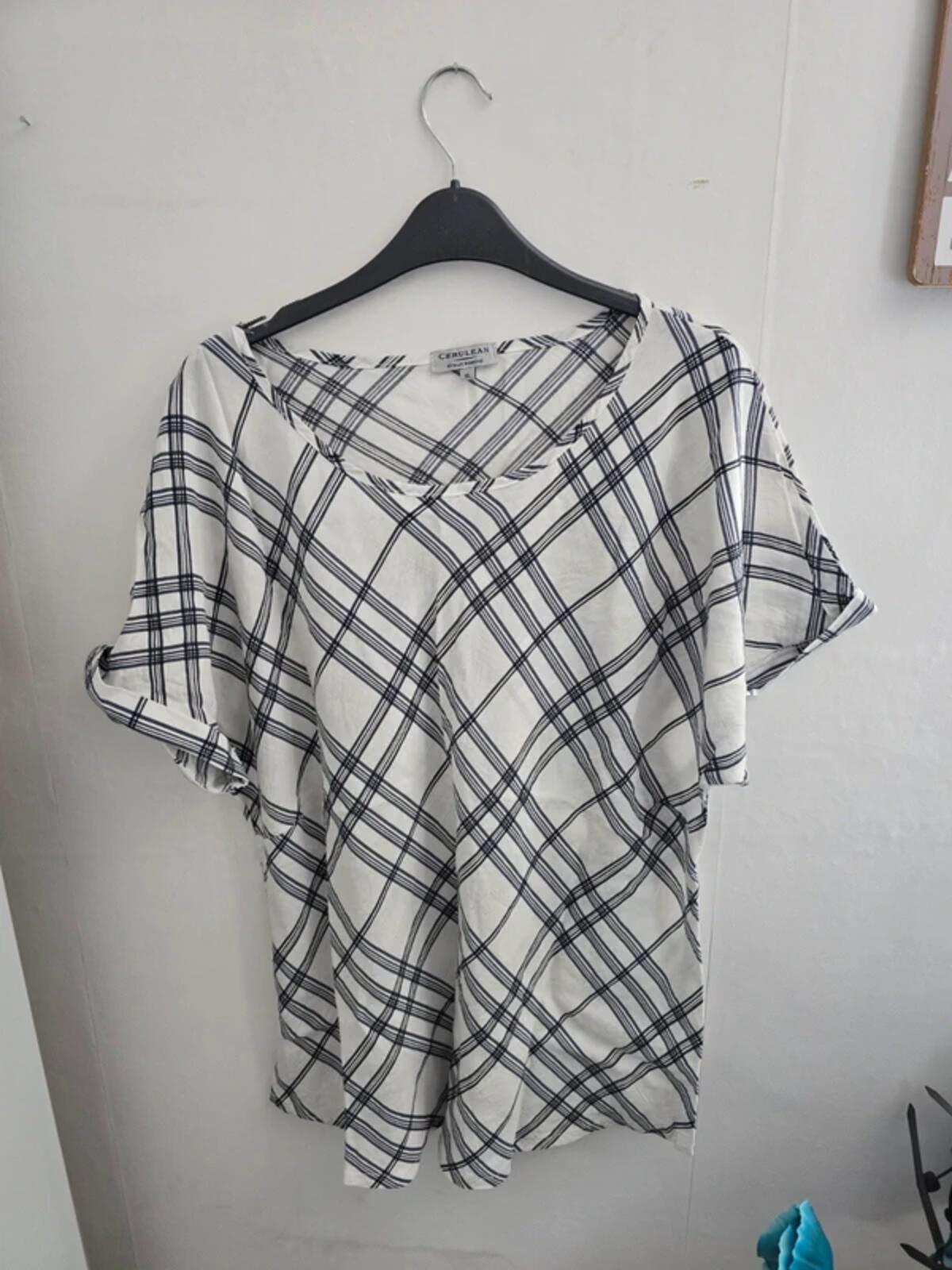 Cerulean & Navy Checked Relaxed Blouse Size XL (16-18)