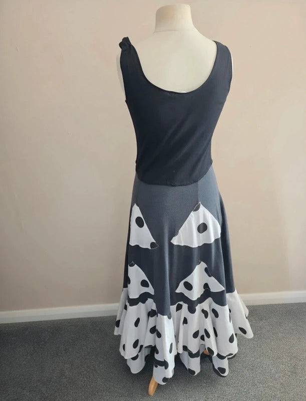 Joseph Janard  Black & White Polka Dot Flared Midi Maxi Dress EU 40 Size 12
