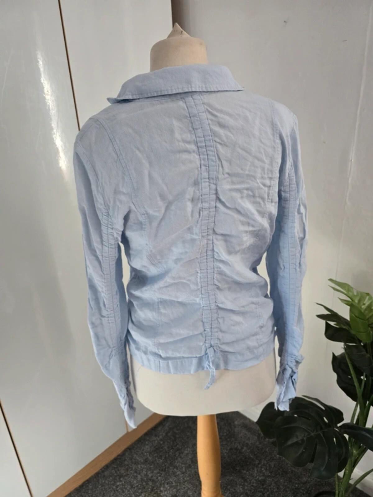 Nadine H Lightweight Light Blue Linen Blazer Size 10