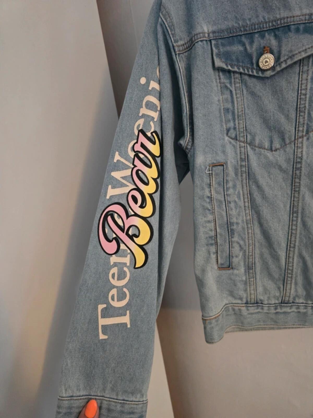 Teenie Weenie Girls Graffiti Light Wash Denim Jacket 170cm Age 15years