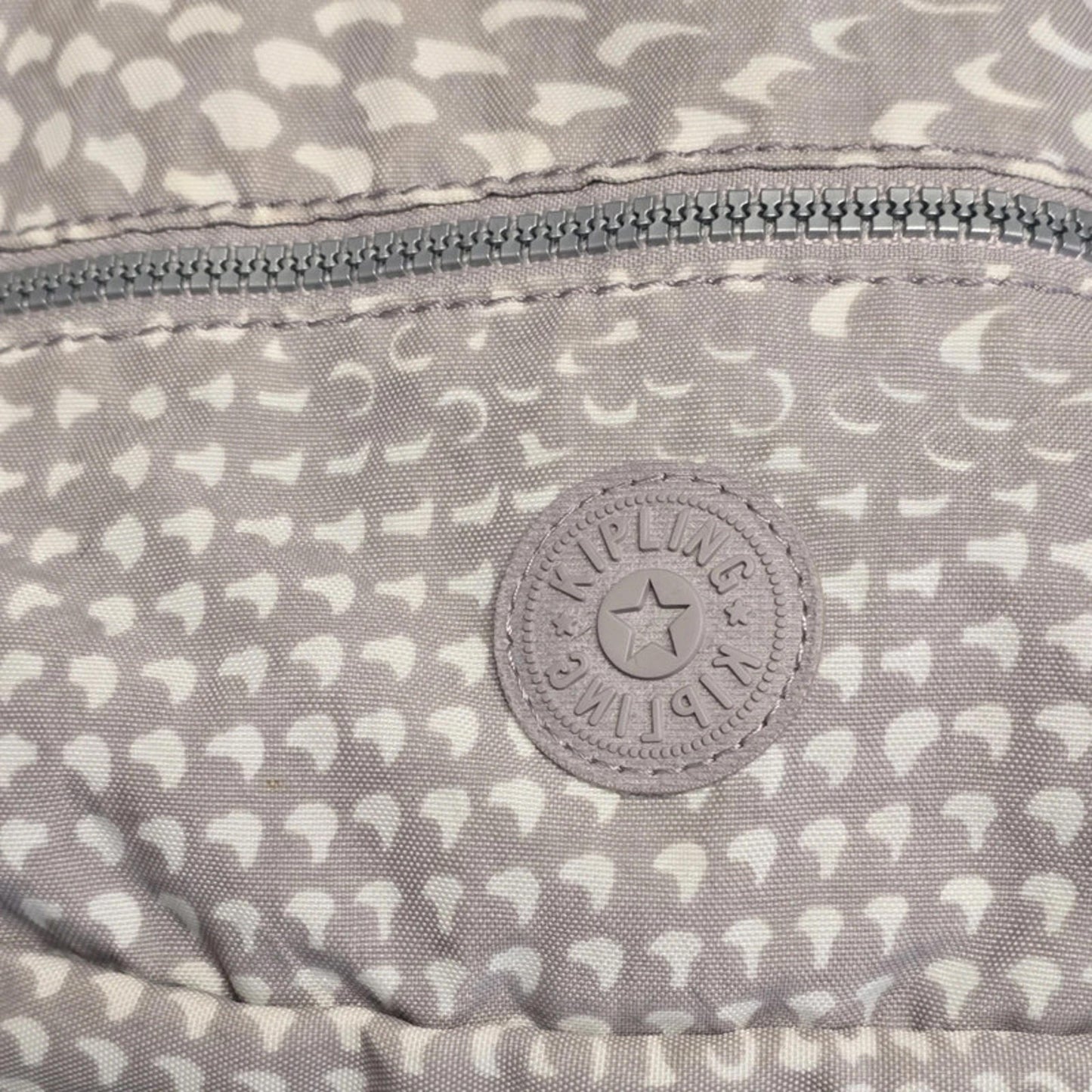Kipling Crossbody Bag Grey & White Pattern Zip Pockets Adjustable Strap