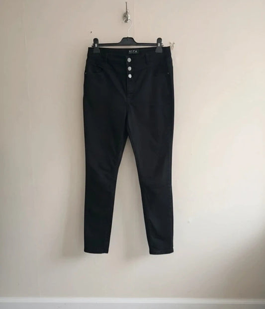 Peacocks Rita Black High Rise Super Skinny Jeans Size 14